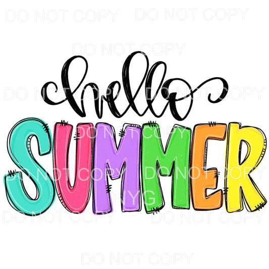Hello Summer Bright Color Letters Sublimation transfers - 