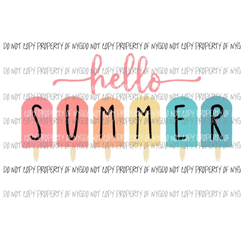 Hello Summer Ice Cream Sublimation transfers Heat Transfer
