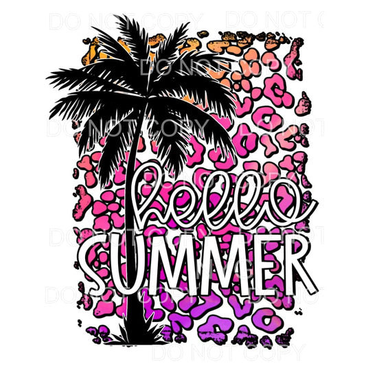 Hello Summer Palm Tree Pastel Leopard Sublimation transfers 