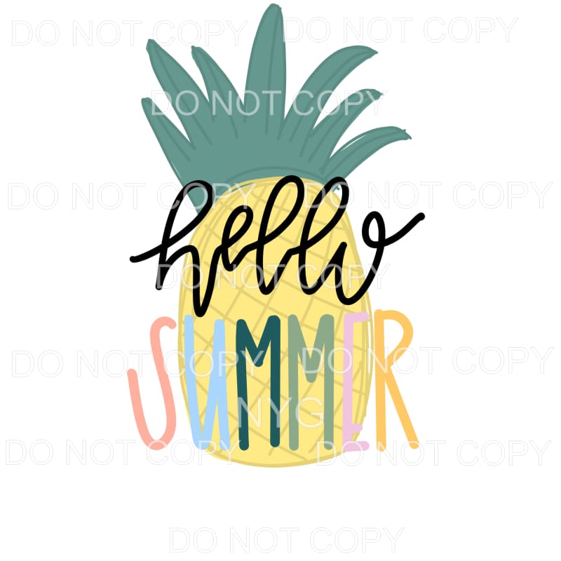 Hello Summer Pineapple Sublimation transfers - Heat Transfer