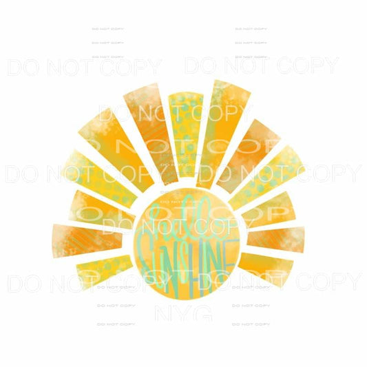 Hello Sunshine Distressed Sun Sublimation transfers - Heat 