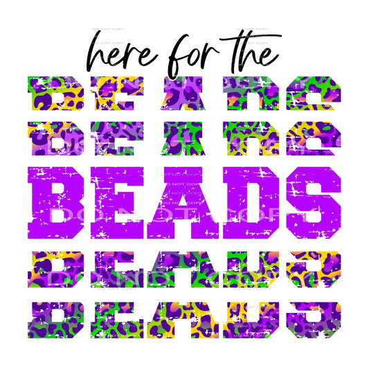Here For The Beads Stacked Colorful Leopard Mardi Gras #2498