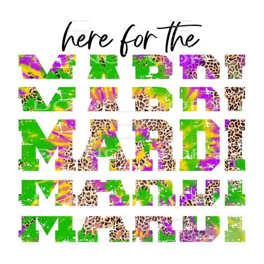 Here For The Mardi Stacked Tie Dye Leopard Mardi Gras #2502 