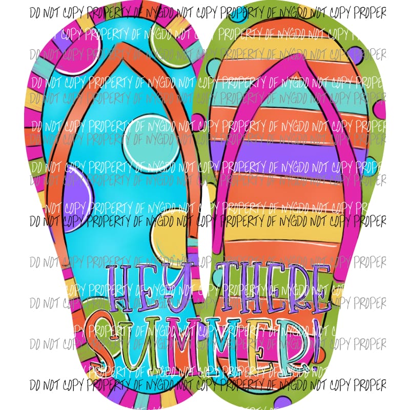 Hey There Summer Flip Flops Sublimation transfers Heat Transfer
