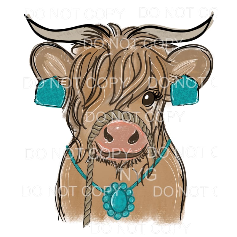 Highland Heiffer Cow Turquoise Necklace Earrings #136 