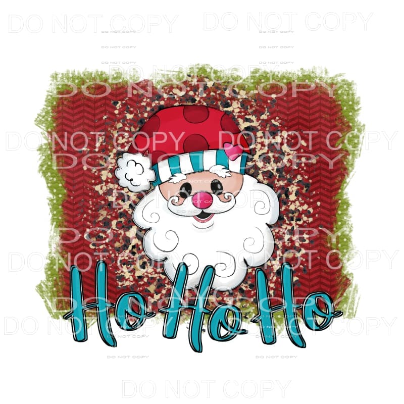 Ho Ho Ho Whimsical Santa Leopard Red Chevron Green Polka 
