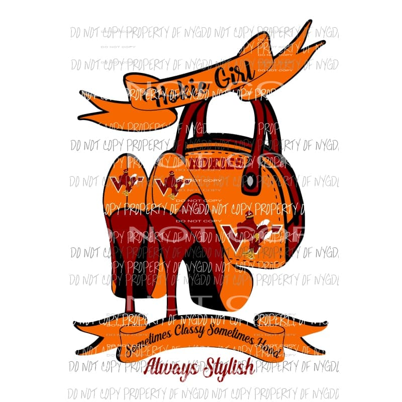 Hokie Girl 2 heels virginia tech Sublimation transfers Heat Transfer