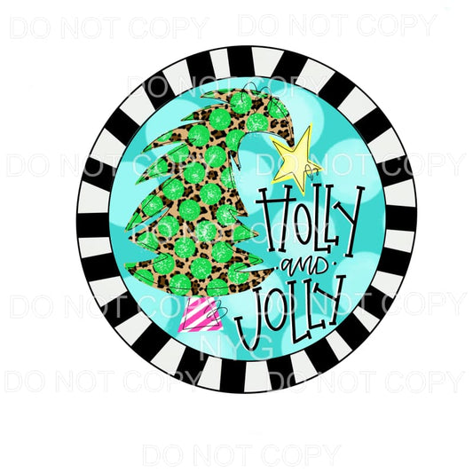 Holly And Jolly Leopard Christmas Tree Circle Frame 