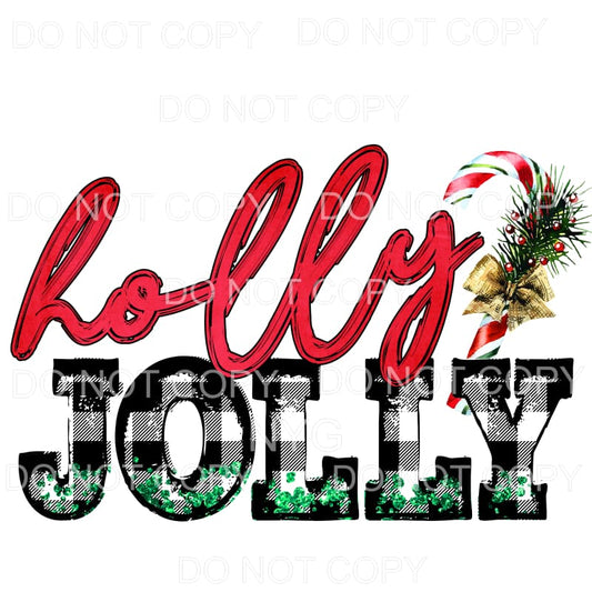Holly Jolly Plaid Candy Cane Sublimation transfers - Heat 