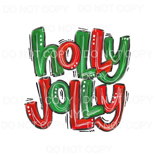 Holly Jolly Red Green Letters #304 Sublimation transfers - 