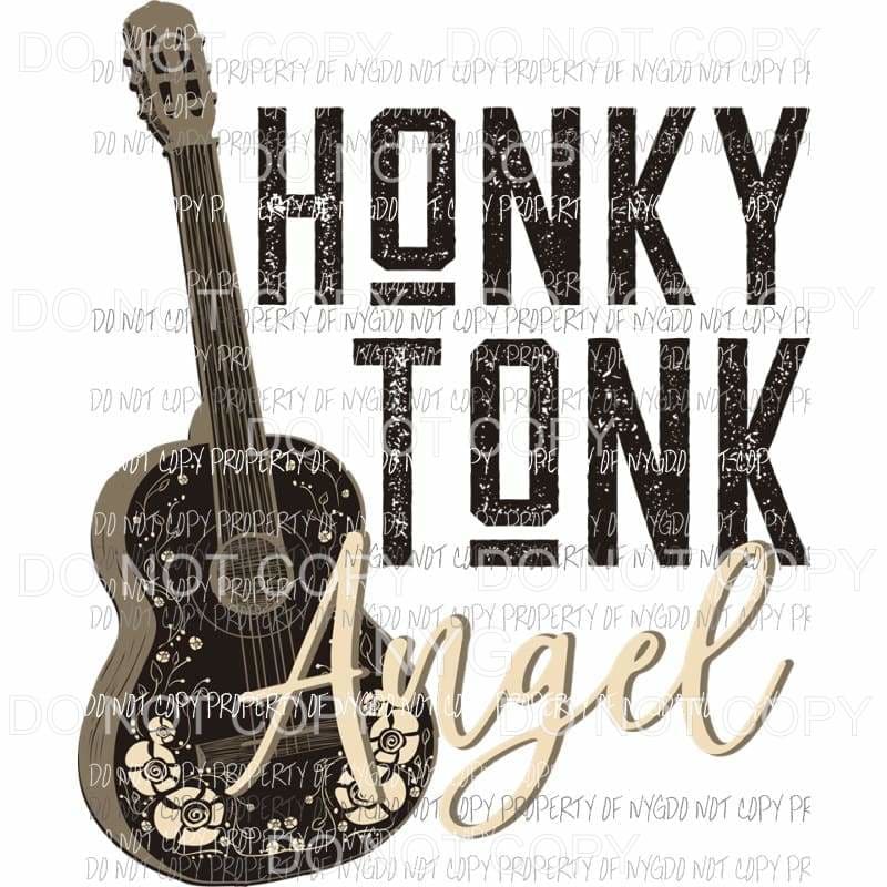 Honky Tonk Angel guitar Sublimation transfers Heat Transfer