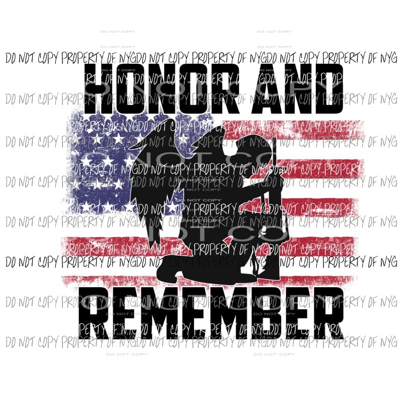 Honor And Remember #1 kneeling soldier wings Sublimation transfers Heat Transfer