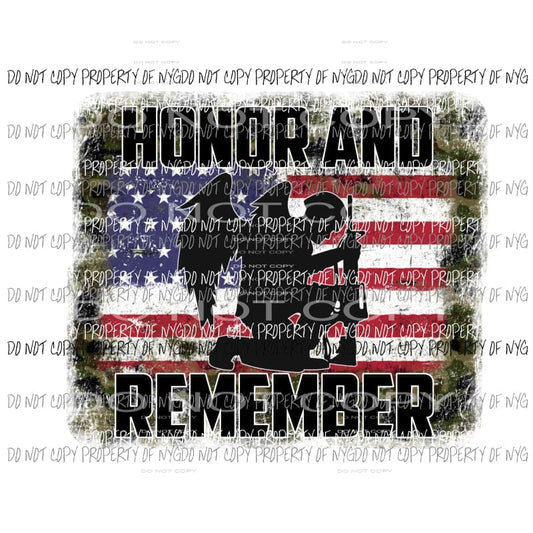 Honor And Remember #2 camo kneeling soldier Sublimation transfers Heat Transfer