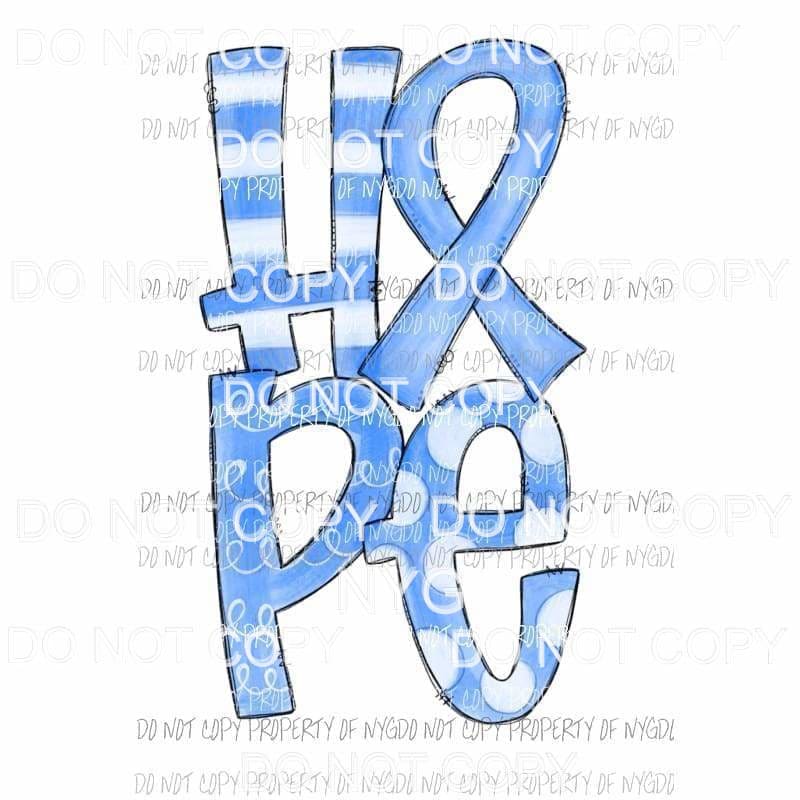 HOPE blue awareness ribbon Sublimation transfers Heat Transfer