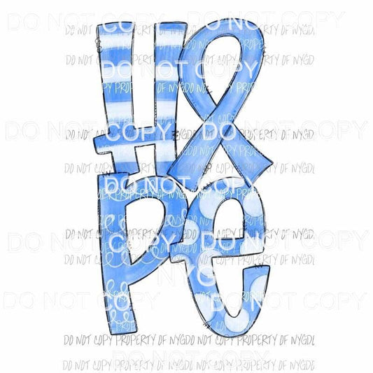 HOPE blue awareness ribbon Sublimation transfers Heat Transfer