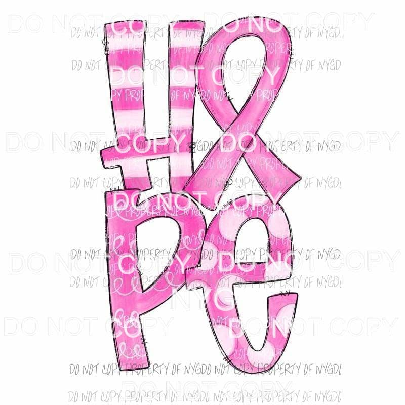 HOPE pink awareness ribbon Sublimation transfers Heat Transfer