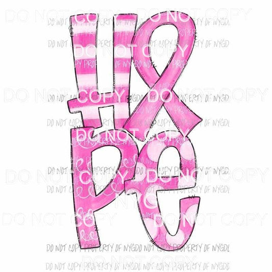 HOPE pink awareness ribbon Sublimation transfers Heat Transfer