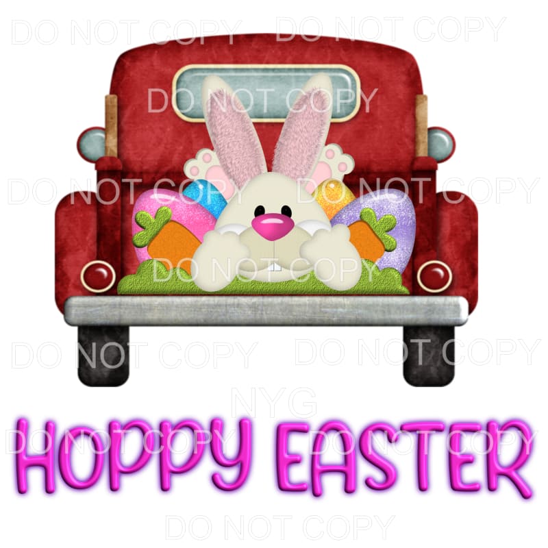 Hoppy Easter Vintage Truck Bunny Eggs Sublimation transfers 
