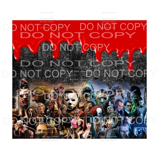 Horror Movie Characters Collage #2 red blood drip 
