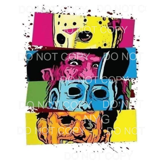 Horror Movie Villains Artwork Colorful Sublimation transfers