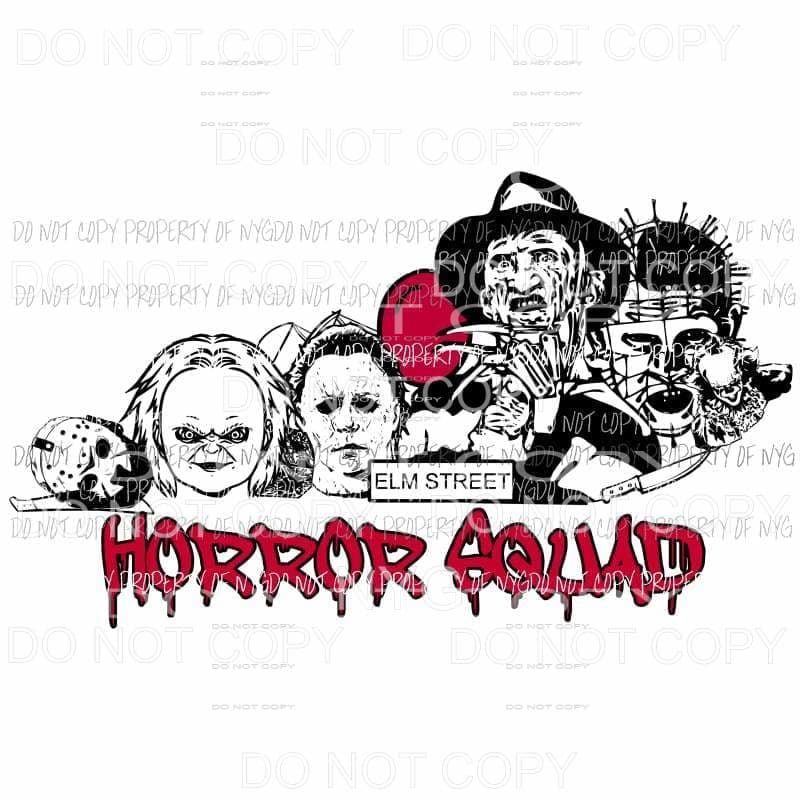 Horror Squad Scary movies freddie chucky jason kentucky Sublimation transfers Heat Transfer