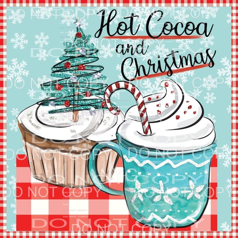 Hot Cocoa And Christmas Vintage Cupcake Mug Snowflakes Red 