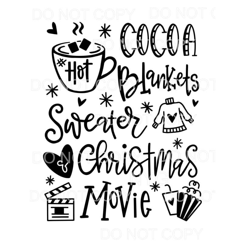 Hot Cocoa Blankets Sweater Christmas Movie Words Sublimation