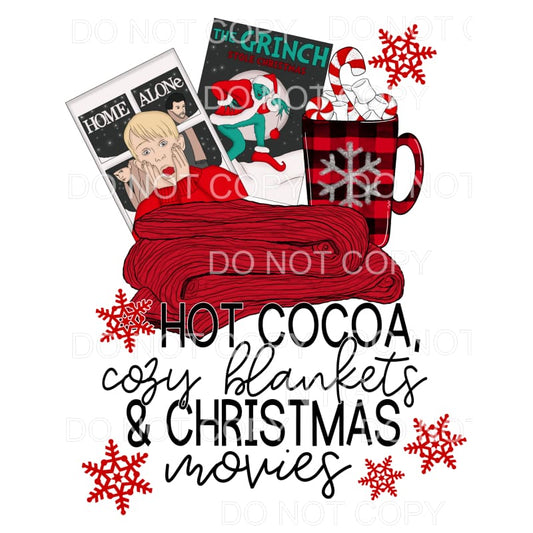 Hot Cocoa Cozy Blankets & Christmas Movies Red Plaid Mug 