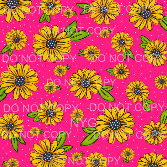 Hot Pink Daisies Sheet Sublimation transfers - Heat Transfer