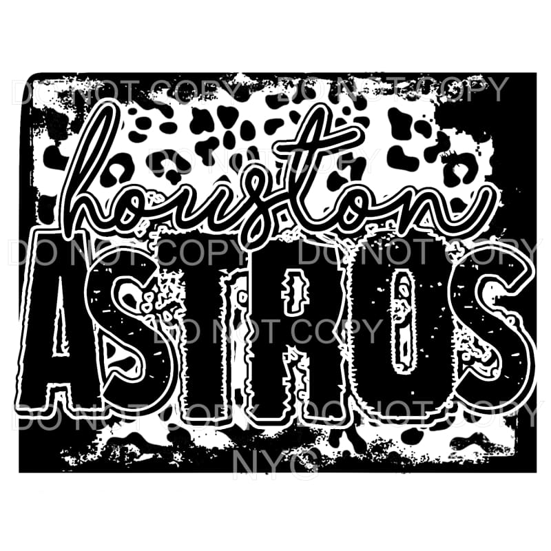 Houston Astros Baseball Black Leopard Sublimation transfers 