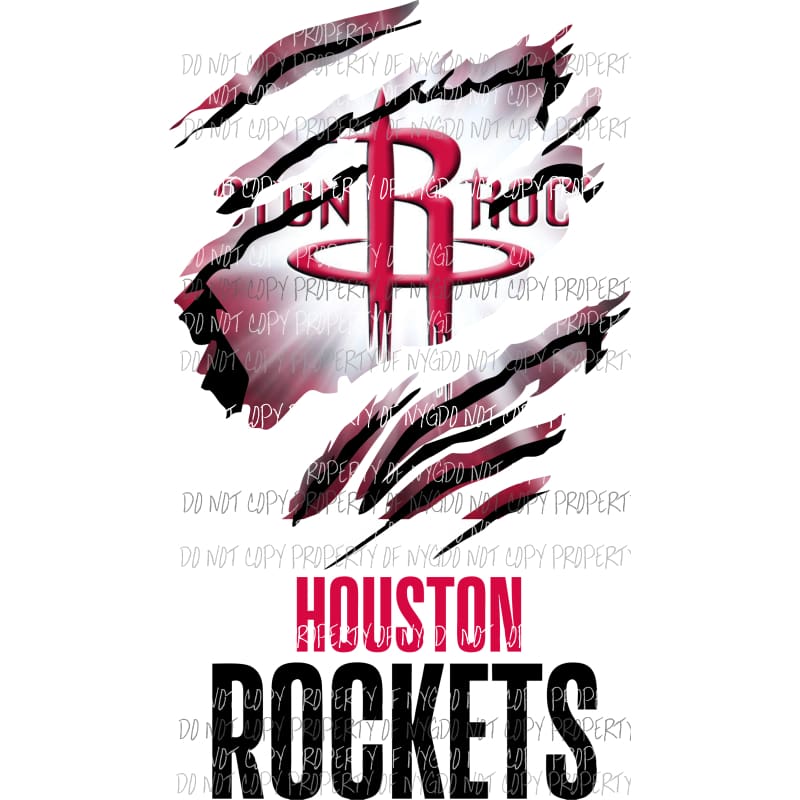Houston Rockets ripped design Sublimation transfers Heat Transfer