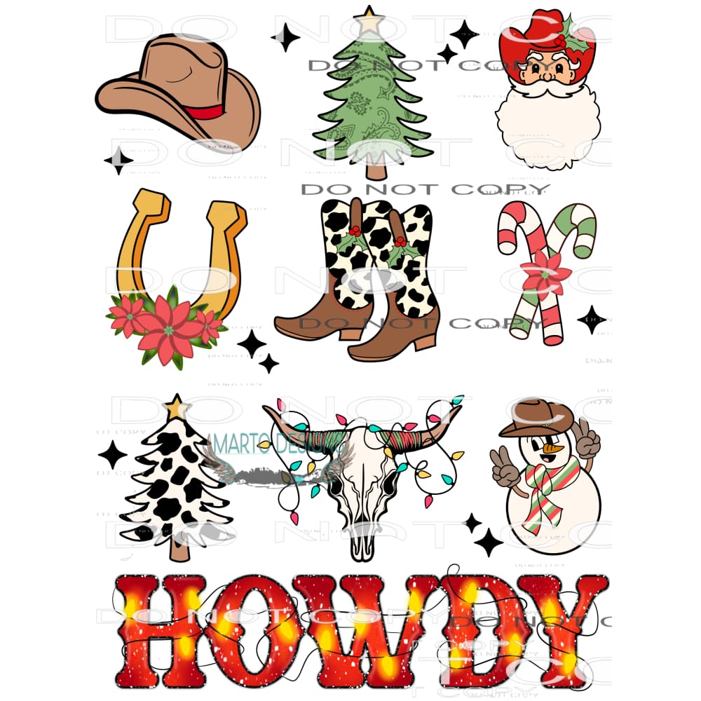 Howdy Christmas #8543 Sublimation transfers - Heat Transfer
