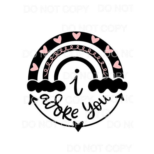 I Adore You Rainbow Pink Hearts Sublimation transfers - Heat