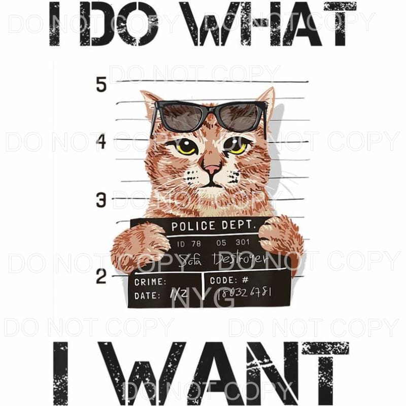I Do What I Want Cat Mugshot Sublimation transfers - Heat 