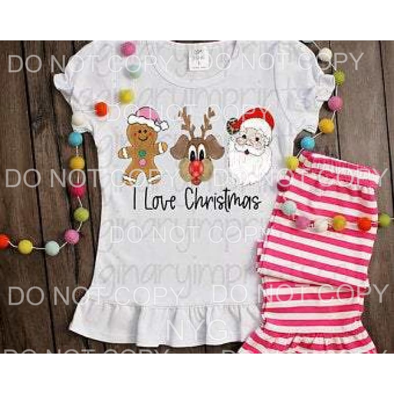 I Love Christmas Gingerbread Girl Reindeer Santa #125 
