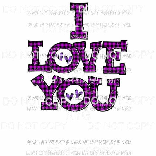i love you plaid purple 7 Sublimation transfers Heat Transfer