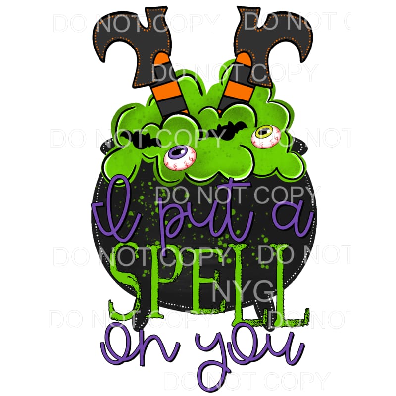 I Put A Spell On You Purple Green Black Cauldron Bats 