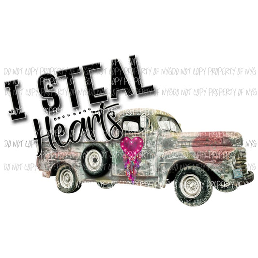 I Steal Hearts Truck vintage pink dream catcher Sublimation transfers Heat Transfer