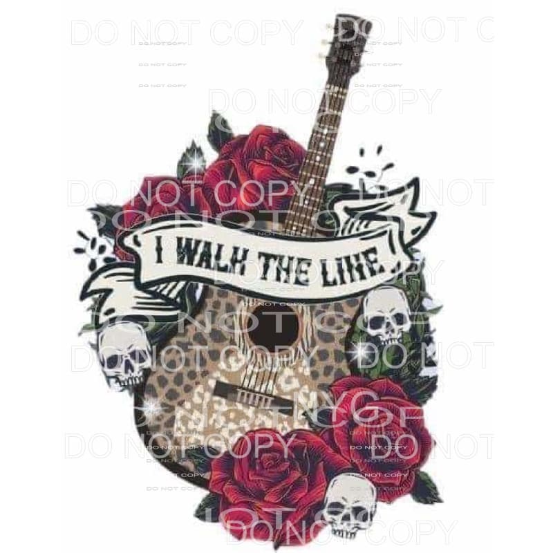 I Walk The Line Leopard Guitar Red Roses Skulls #1886 