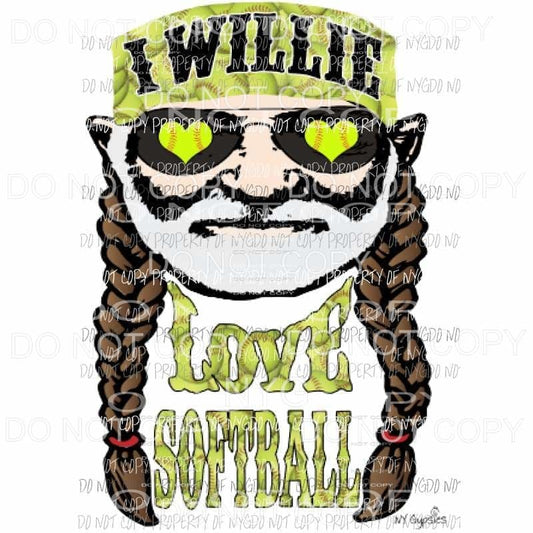 I Willie love Softball 1 Sublimation transfers Heat Transfer