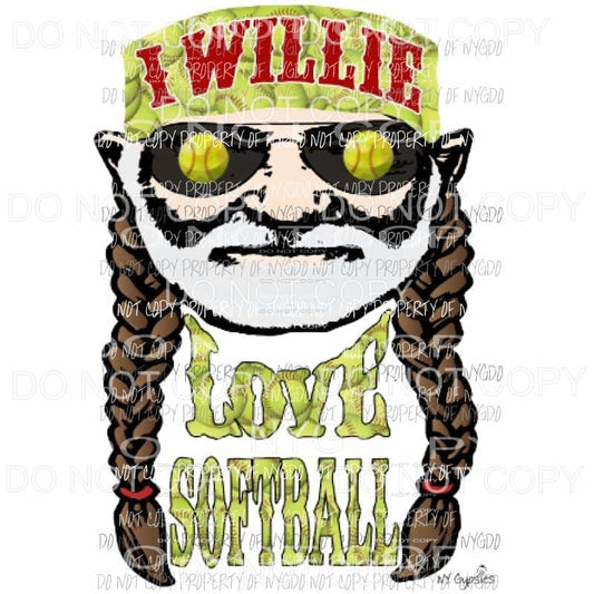 I Willie love Softball 2 Sublimation transfers Heat Transfer