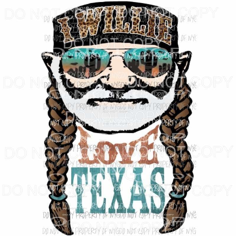 I Willie Love Texas Leopard womans Sublimation transfers Heat Transfer
