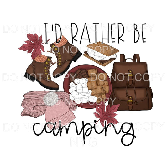 I’d Rather Be Camping Fall Things Boots Hat Backpack Smores 