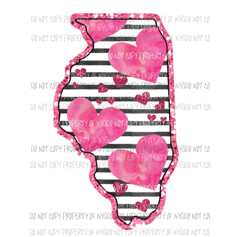 Illinois pink hearts black stripes Sublimation transfers Heat Transfer