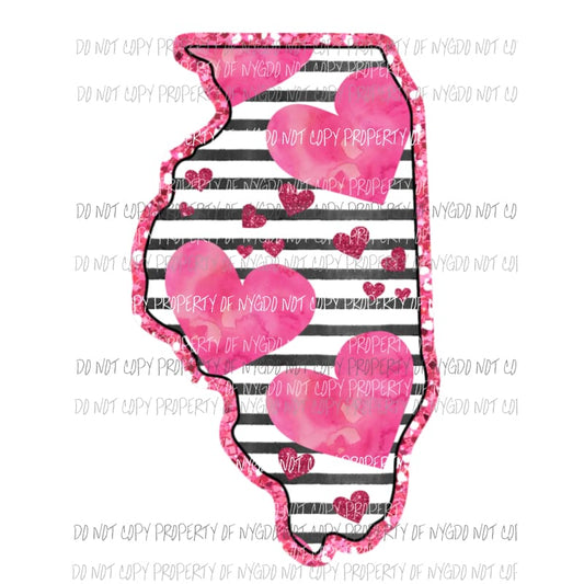 Illinois pink hearts black stripes Sublimation transfers Heat Transfer