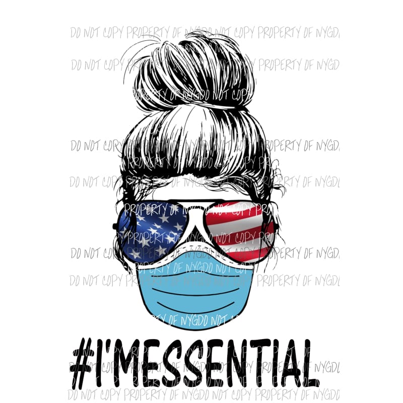 I’M ESSENTIAL NURSE FLAG SKULL Sublimation transfers Heat Transfer