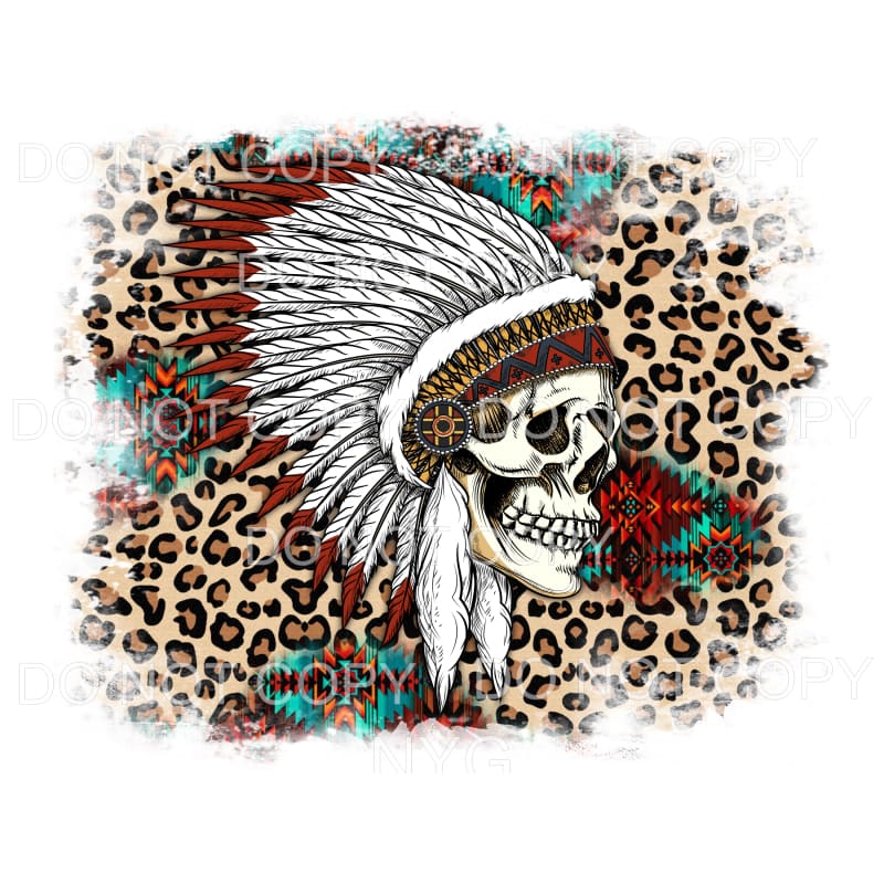 Indian head skull leopard # 22 Sublimation transfers - Heat 