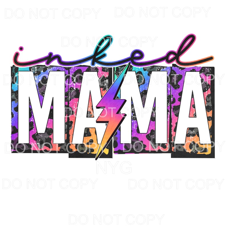 Inked Mama Rainbow Leopard Blocks Sublimation transfers - 