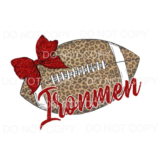 Ironmen Red Bow Leopard Football Sublimation transfers - 