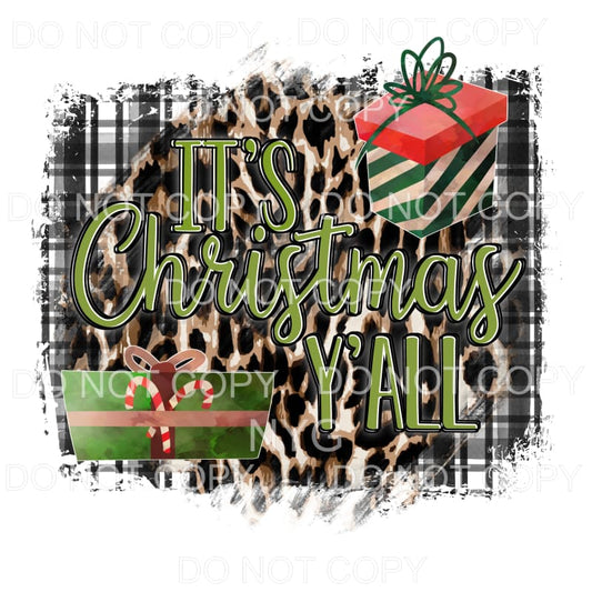 It’s Christmas Y’all Leopard Black Plaid Background #1509 